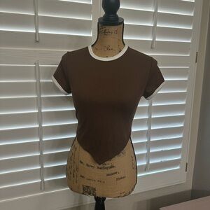 Pollyandester Ribbed Crop Top with White Trim